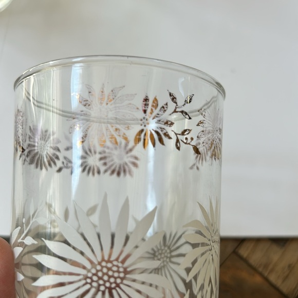 Hazel Atlas Vintage Glass Tumblers Daisies Gold Set of 6 - Picture 9 of 11